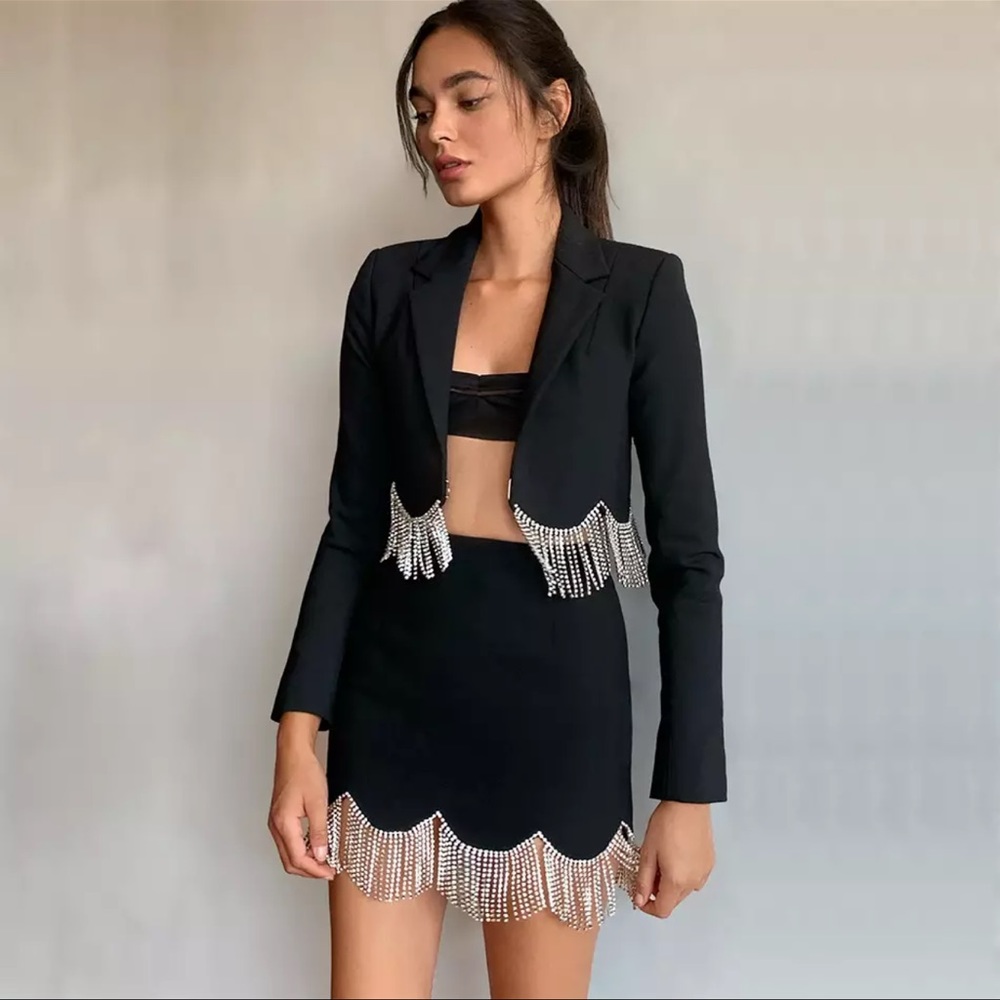 Two Piece dress set diamond black